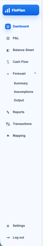 Finance platform navigation strip
